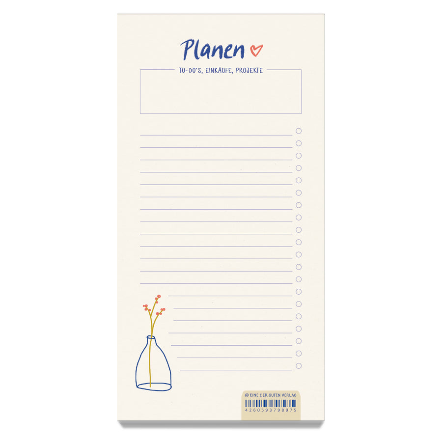 Nachhaltiger Listenblock für To-dos und Einkäufe