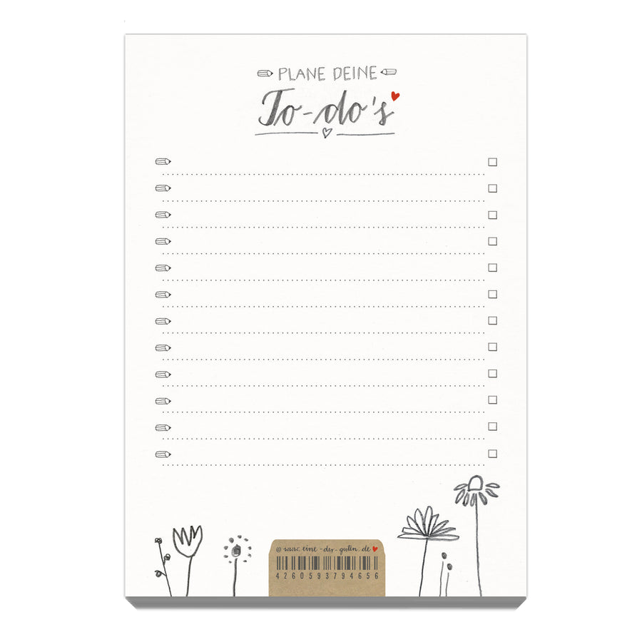 A6 Organizer To-Do-Block - Recyclingpapier Notizblock, Notizzettel, Einkaufsliste, 50 Blatt Abreißblock, Weiß Beige, für Küche, Büro, Team & WG