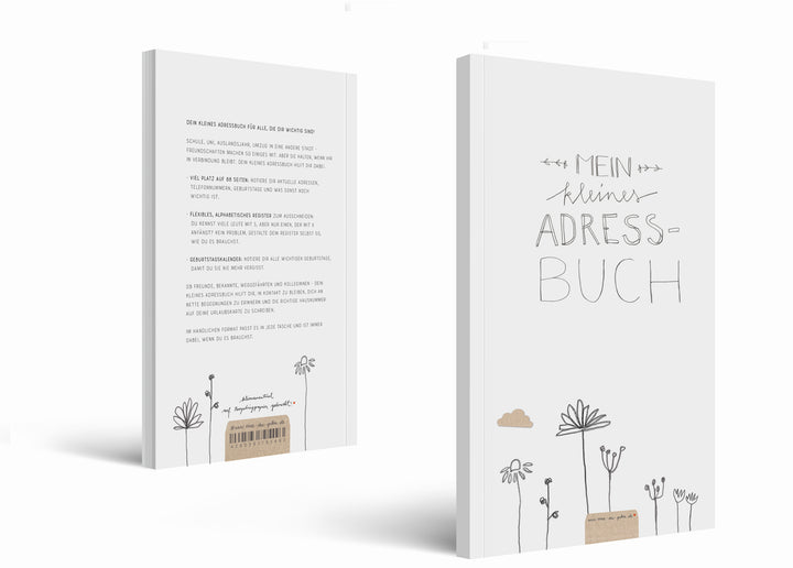 Adressbuch weiß im floralen Design | kleines handliches Notizbuch mit Register zum Ausschneiden | Softcover, liniert, 11,5x18 cm, Recyclingpapier