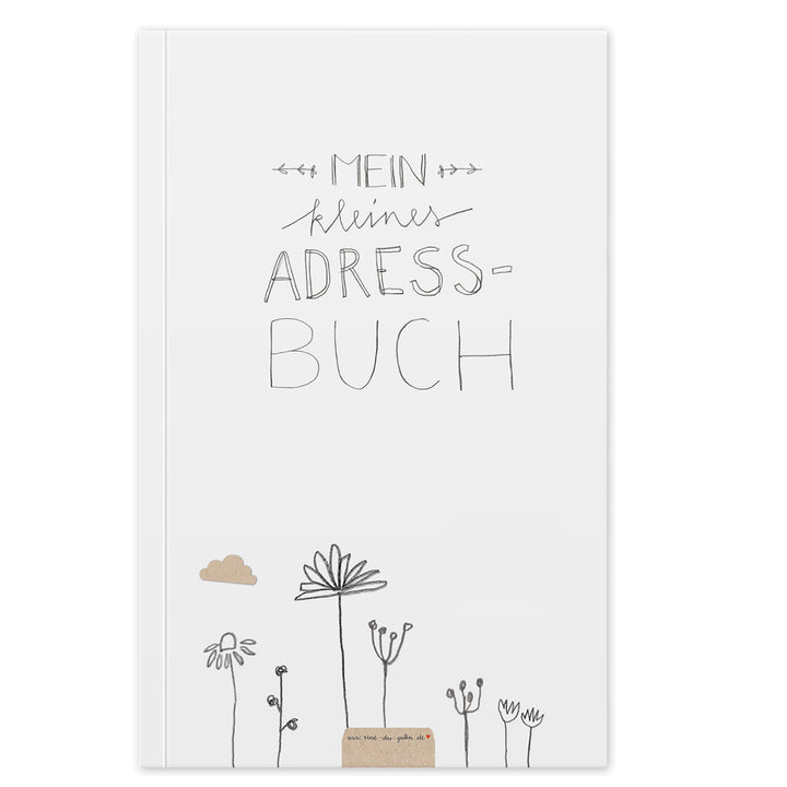 Adressbuch weiß im floralen Design | kleines handliches Notizbuch mit Register zum Ausschneiden | Softcover, liniert, 11,5x18 cm, Recyclingpapier