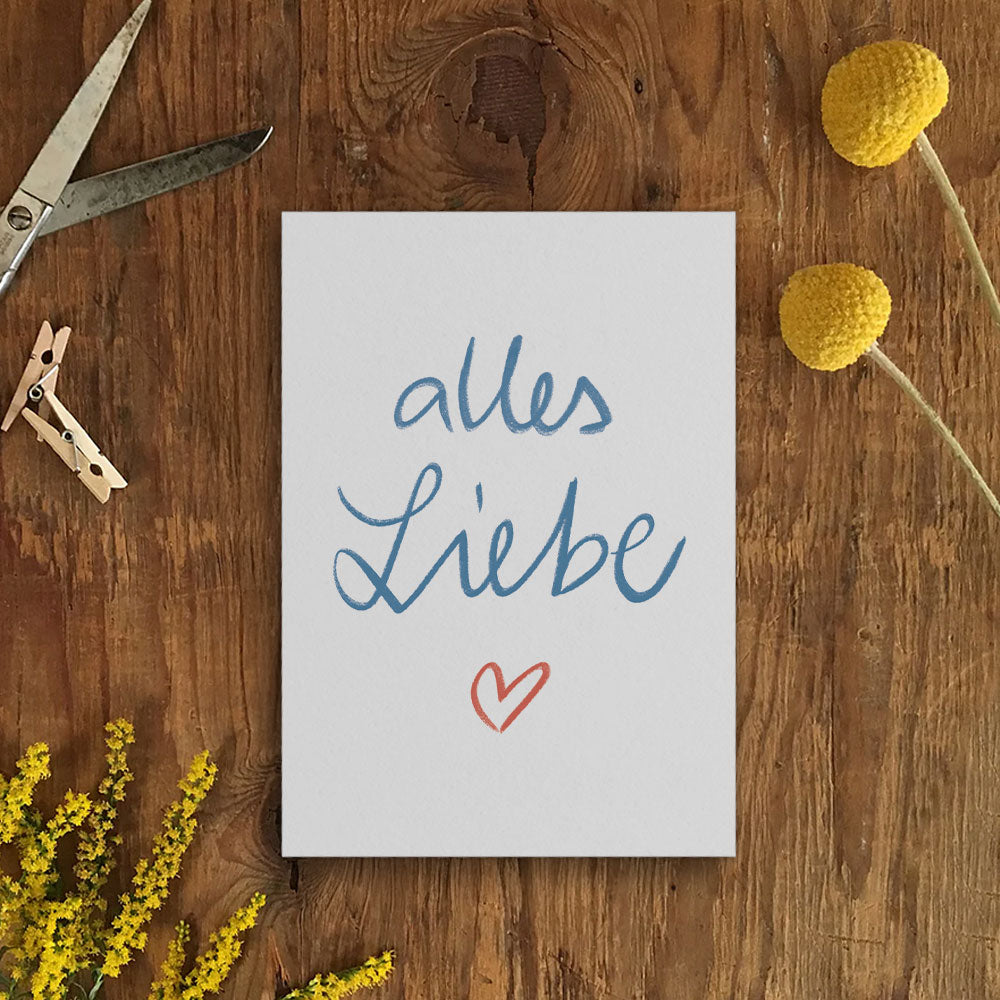 Glückwunschkarten - alles Liebe | schöne Recyclingpapier Postkarten für Glückwünsche | zum Geburtstag, Abschied, Gutschein, Geldgeschenk