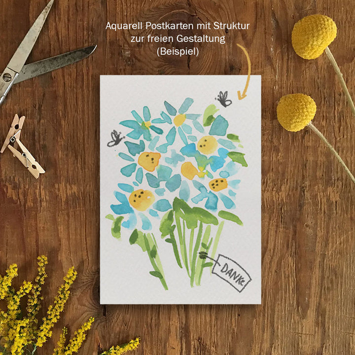 Blanko Aquarellpapier Postkarten | weiß, A6, 300 g Karton, zum selbst gestalten | DIY Karten zum Selbstbesschreiben und Selbstbedrucken | klimaneutral
