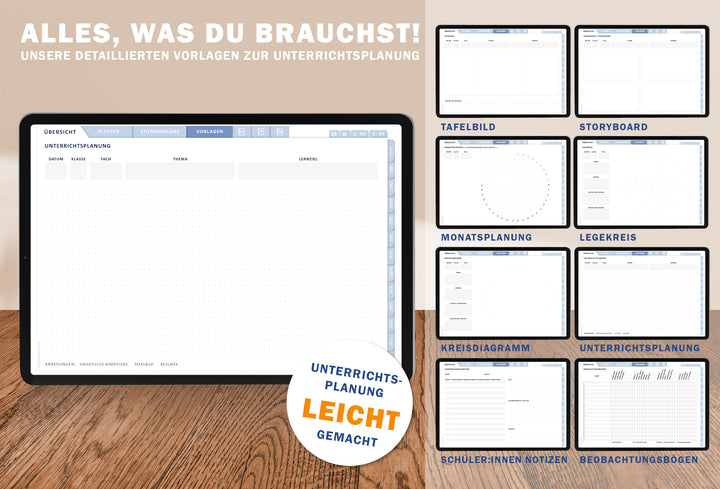 Lehrerkalender digital 2026 2027 Hellgelb Blau | digitaler Lehrerplaner für Unterrichtsvorbereitung & Planung | Schulplaner im Querformat, Schuljahr 26/27