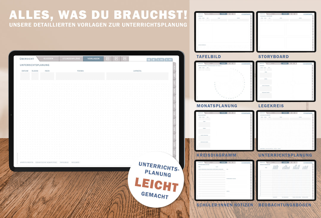 Digitaler Grundschulplaner 2026/2027 – Lehrerplaner PDF Grundschule für iPad & GoodNotes – Creme Beige Bunt