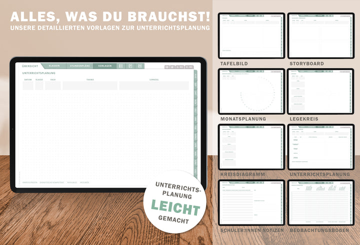 Digitaler Grundschulplaner 2026/2027 – Lehrerplaner PDF Grundschule für iPad & GoodNotes – Grün Gelb