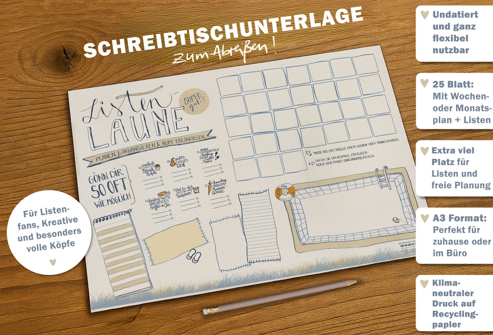 Nachhaltige Wochenplaner-Unterlage A3 aus Recyclingpapier
