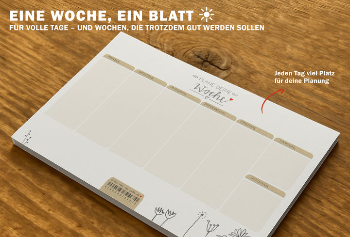 Wochenplaner Abreißblock A5 aus Recyclingpapier