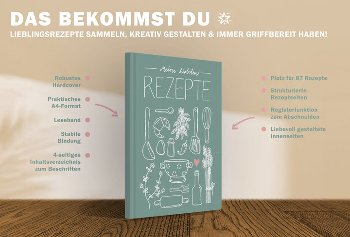 Blanko Kochbuch zum selbst ausfüllen im Kräuter Küchen Design