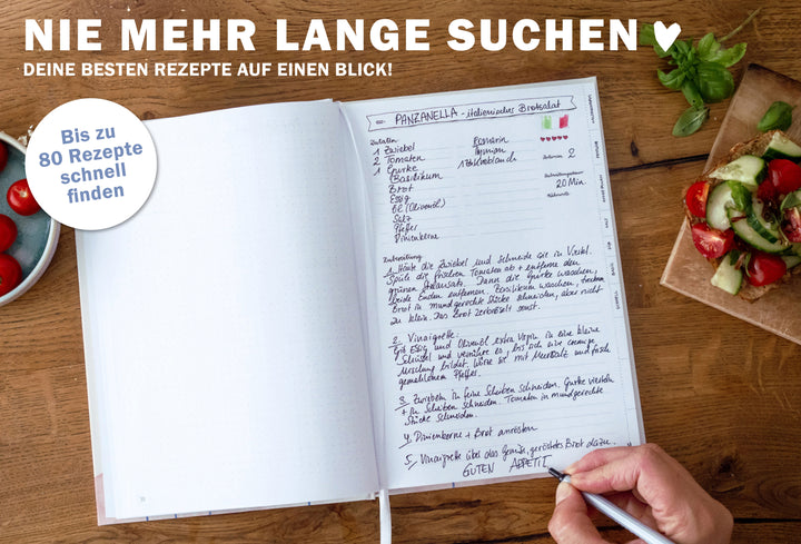 Rezeptbuch zum Selberschreiben - selbst gemacht! - DIY Kochbuch für deine besten Rezepte, Kreatives Geburtstagsgeschenk, Creme, Hardcover, 17x24 cm