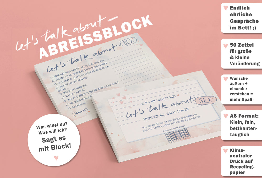 Liebesbrief to go - Abreißblock zum ankreuzen, für verliebte Pärchen, Liebespaare, für Hochzeit, Hochzeitspaar, als Aufmerksamkeit, Liebesbeweis, Brief mit herz, rosa weiß blau