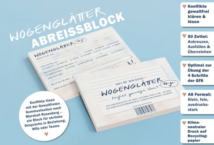 Briefblock – Wogenglätter to go |  A6 Abreißblock mit 50 Blatt | GFK Konflikt-Klärungsblock für ehrliche Gespräche