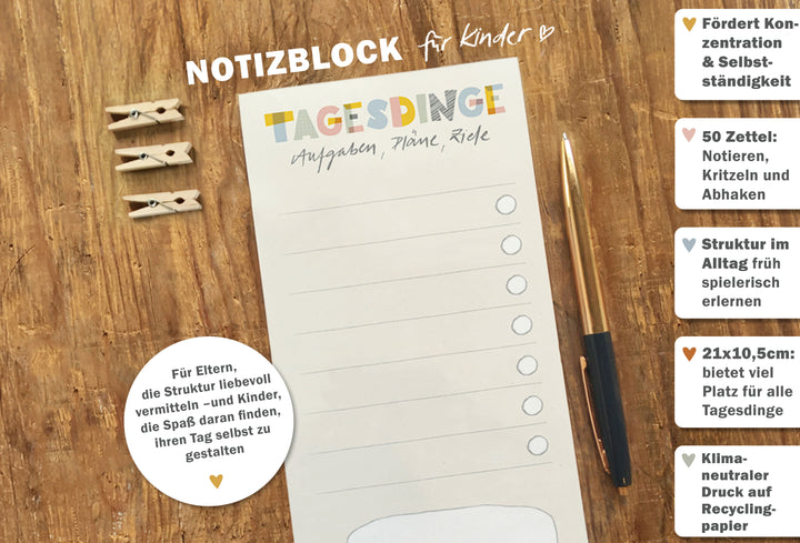 Abreißblock Kinder für Struktur im Familienalltag, 50 Seiten zum Aufgaben abhaken