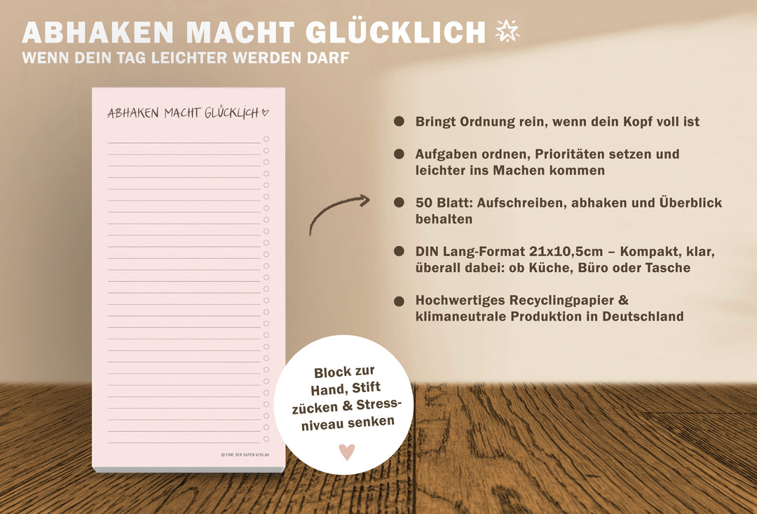 To-do-Liste DIN lang aus Recyclingpapier, 50 Blatt zum Abreißen