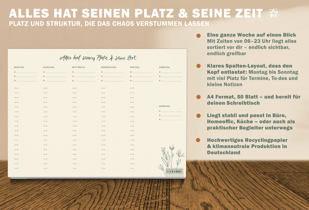 A4 Wochenplaner Abreißblock für Büro, Homeoffice und Alltag