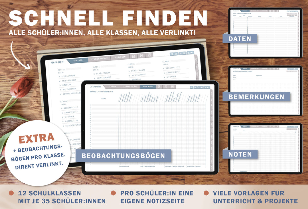 Digitaler Grundschulplaner 2026/2027 – Lehrerplaner PDF Grundschule für iPad & GoodNotes – Creme Beige Bunt