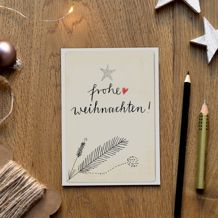 Weihnachtskarten - Frohe Weihnachten | hochwertige und originelle Postkarten | Weihnachtsgrußkarte für deine Weihnachtspost | Creme Weiß