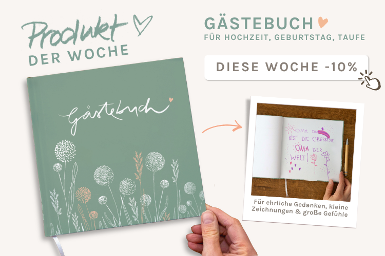 Gästebuch in Mint Grün für Hochzeit, Geburtstag, Taufe, Hochzeitsgäsebuch 21x21 cm