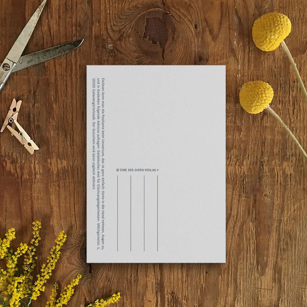 Nachhaltige Handlettering Spruchkarte aus Recyclingpapier mit Adressfeld und Platz für persönliche Worte