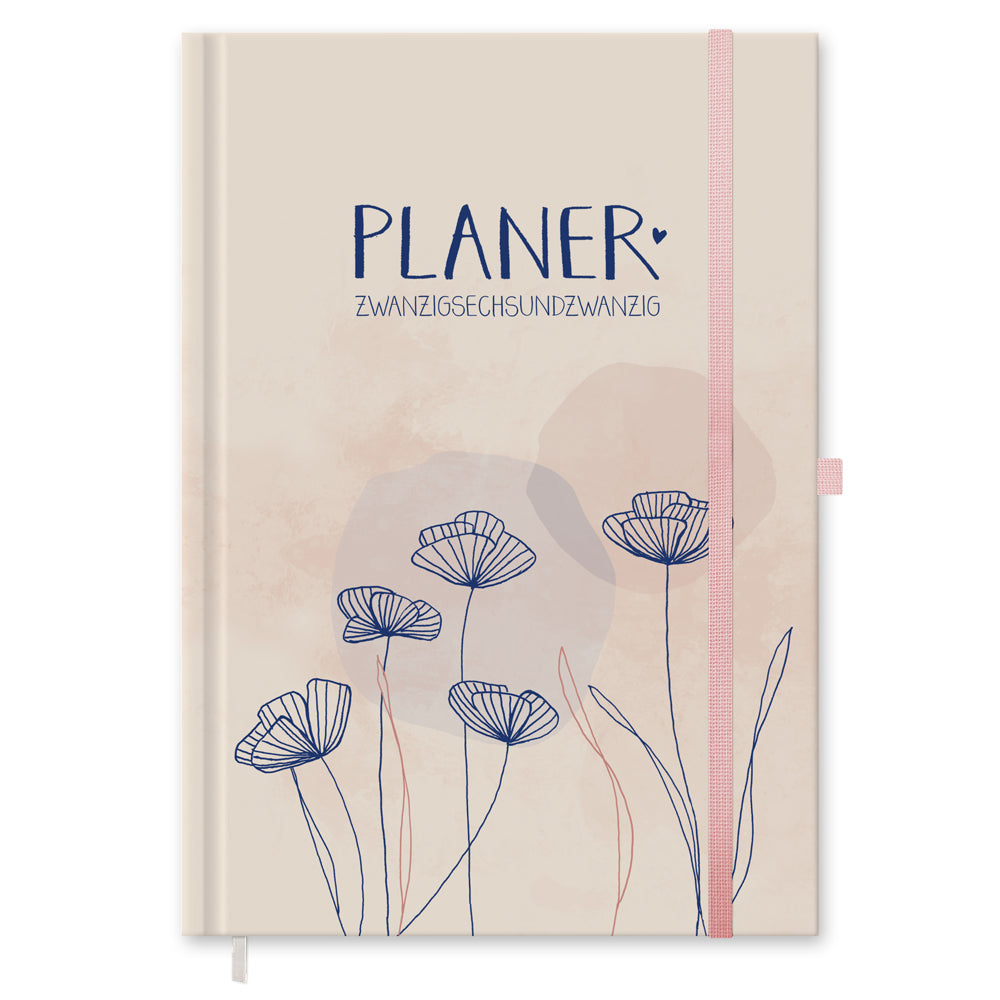 Kalender 2026 Creme Rosa mit Hilfestellungen für mehr Achtsamkeit