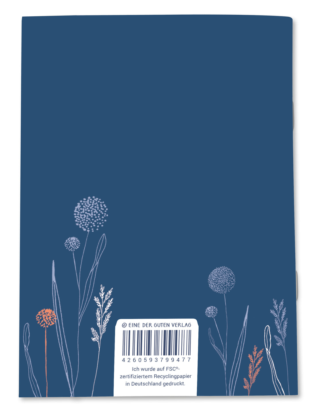 Nachhaltiger A6 Jahresplaner 2027 als Notizheft in Blau mit Kugelblumen Design Recyclingpapier