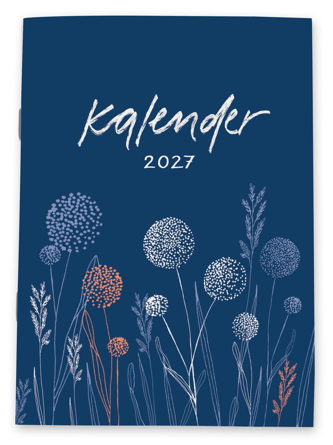A6 Jahreskalender 2027 in Blau als ultraleichtes Kalenderheft für die Hosentasche mit Monatsübersicht, Notizbereich und Spaltenlayout