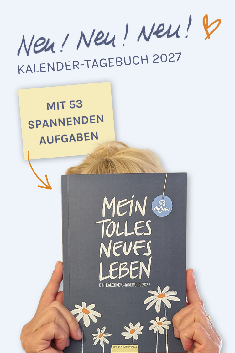 kalender tagebuch 2027 in A5 Softcover Blau mit 53 Wochen-Aufgaben Mein tolles neues Leben