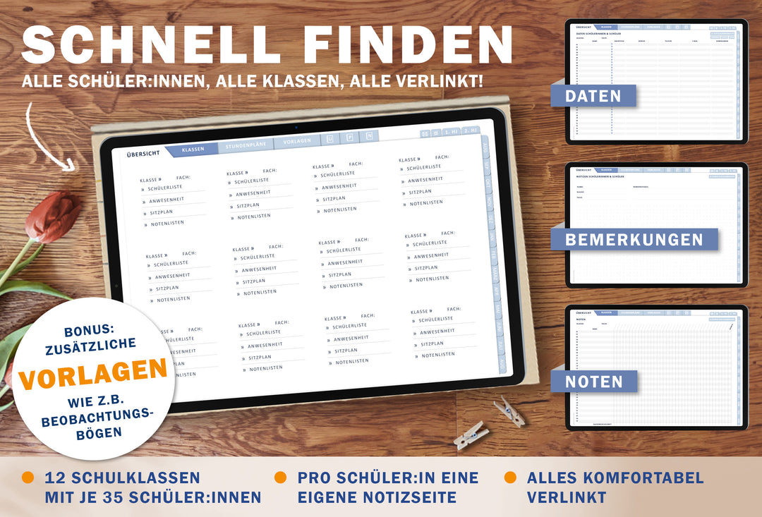 Lehrerkalender digital 2026 2027 Hellgelb Blau | digitaler Lehrerplaner für Unterrichtsvorbereitung & Planung | Schulplaner im Querformat, Schuljahr 26/27