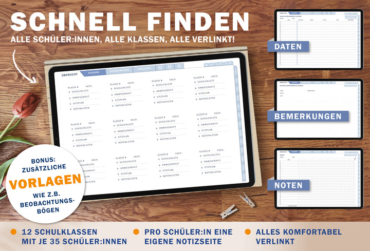 Lehrerkalender digital 2026 2027 Hellgelb Blau | digitaler Lehrerplaner für Unterrichtsvorbereitung & Planung | Schulplaner im Querformat, Schuljahr 26/27