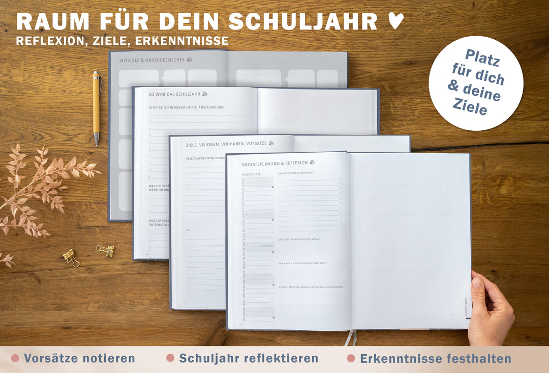 Lehrerkalender 2026 2027 | A4 Lehrer-Planer für Unterrichtsvorbereitung & Schuljahr Planung | 1 Doppelseite pro Woche | klimaneutral, blau rosa