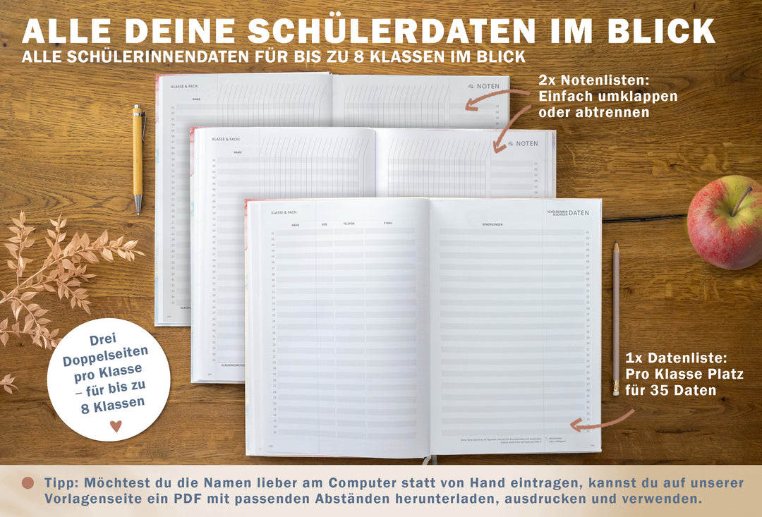 Lehrerkalender 2026 2027 | A4 Lehrer-Planer für Unterrichtsvorbereitung & Schuljahr Planung | 1 Doppelseite pro Woche | klimaneutral, weiß blau rosa