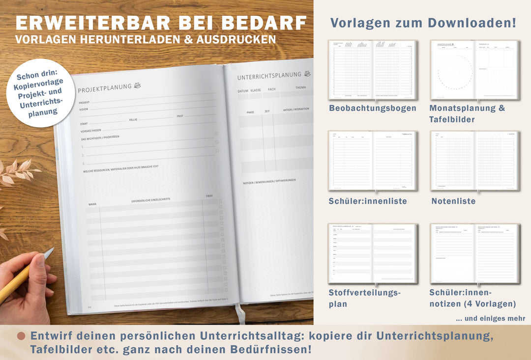 Lehrerkalender 2026 2027 | A4 Lehrer-Planer für Unterrichtsvorbereitung & Schuljahr Planung | 1 Doppelseite pro Woche | klimaneutral, weiß blau rosa