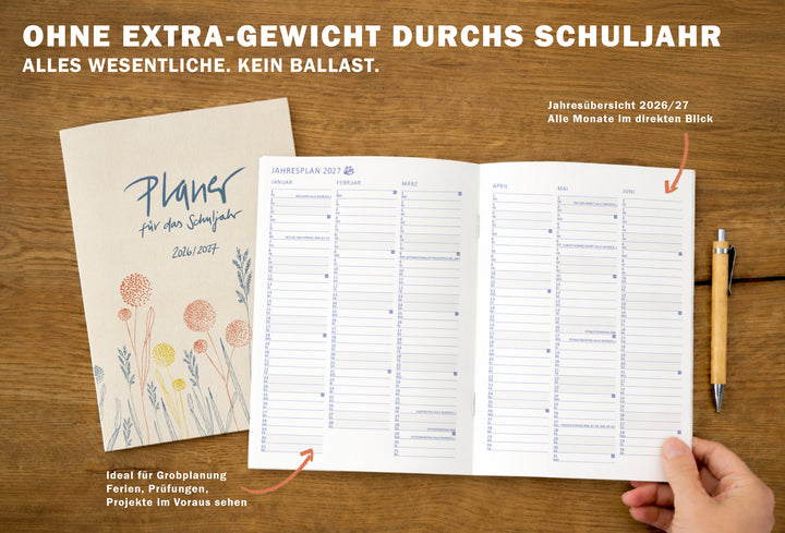 Detailansicht 120 g FSC®-Recyclingpapier im leichten Lehrerkalender Heft 2026 2027 A5 – nachhaltiger Schulplaner für Lehrerinnen und Lehrer