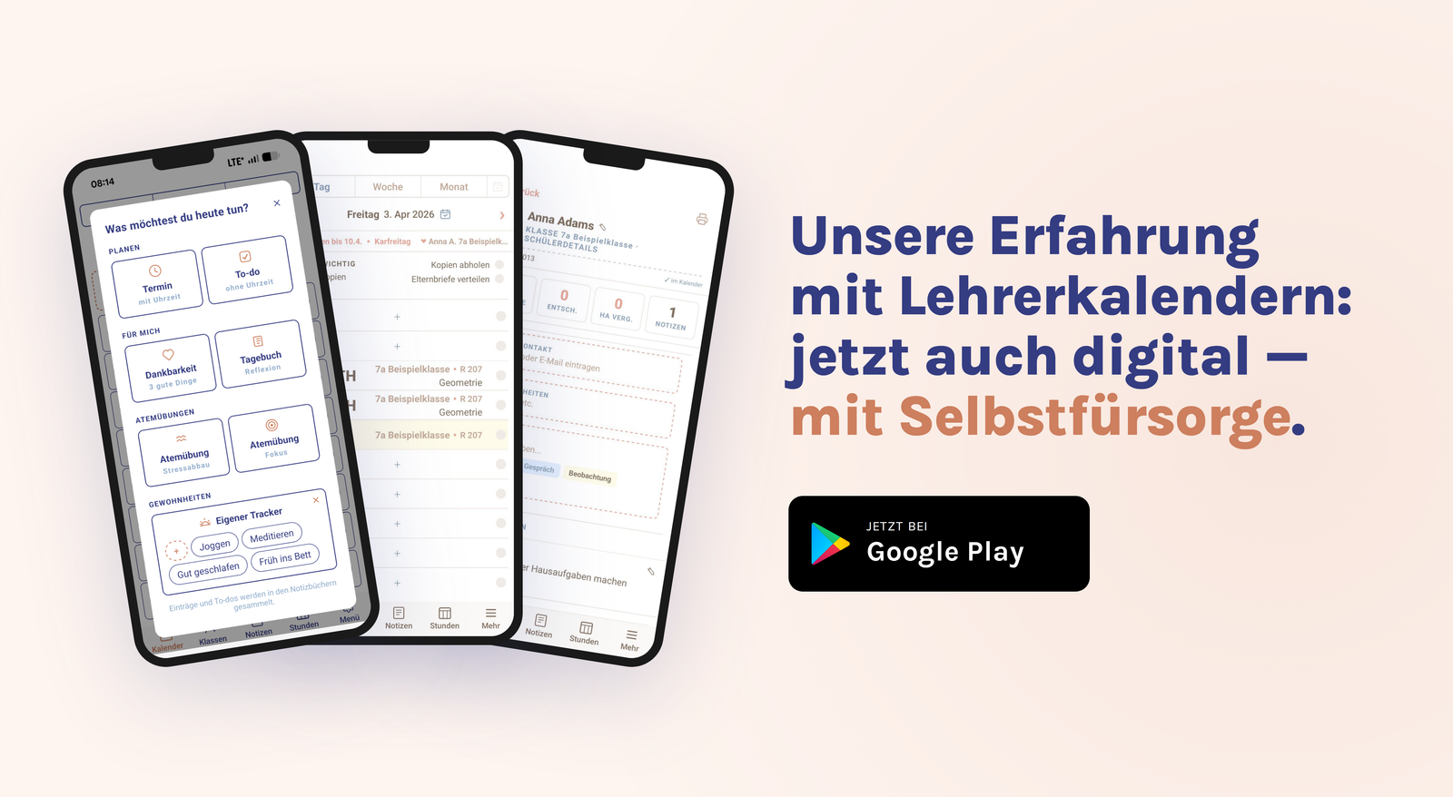 Lehrerkalender App Android Lehrerplaner Schulplaner, Datenschutz