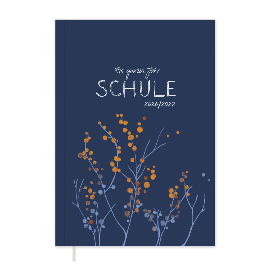 Lehrerkalender 2026 2027 | A4 Lehrerplaner Softcover für Schuljahr Planung | 1 Doppelseite pro Woche | klimaneutral, blau mit Blumen