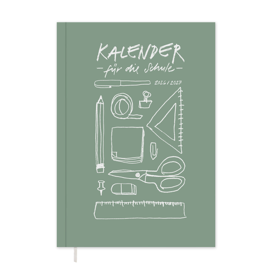 Lehrerkalender 2026 2027 | A4 Lehrerplaner Softcover für Schuljahr Planung | 1 Doppelseite pro Woche | klimaneutral, mintgrün weiß