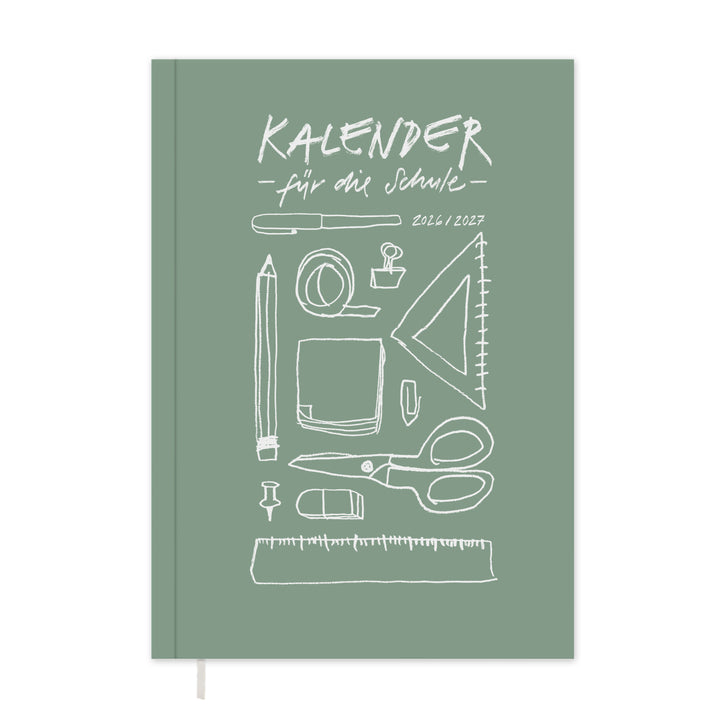 Lehrerkalender 2026 2027 | A4 Lehrerplaner Softcover für Schuljahr Planung | 1 Doppelseite pro Woche | klimaneutral, mintgrün weiß