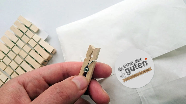 FSC-Holz Miniklammern 35 mm, nachhaltig und plastikfrei verpackt