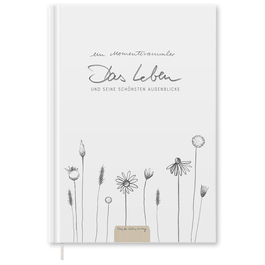 Momentesammler Eintragbuch | A5 Notizbuch - Das Leben und seine schönsten Augenblicke | Hardcover Tagebuch für Erinnerungen, Erlebnisse & Anekdoten, Weiß Beige