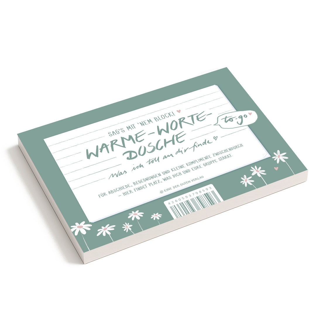 Briefblock – Warme‑Worte‑Dusche to‑go |  A6 Abreißblock mit 50 Blatt | dein Block für echte Komplimente