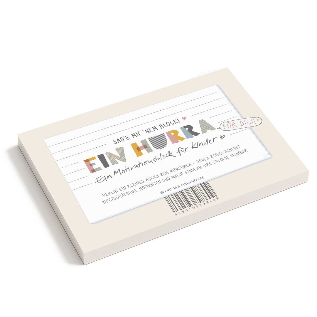 Motivationsblock für Kinder – Ein Hurra | A6 Abreißblock mit 50 Blatt | Wertschätzung & Lobkarten