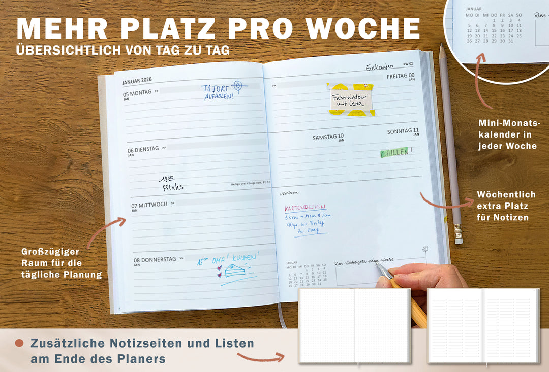 Jahresübersicht Terminkalender 2026 als Hausaufgabenheft oder Schülerkalender verwendbar