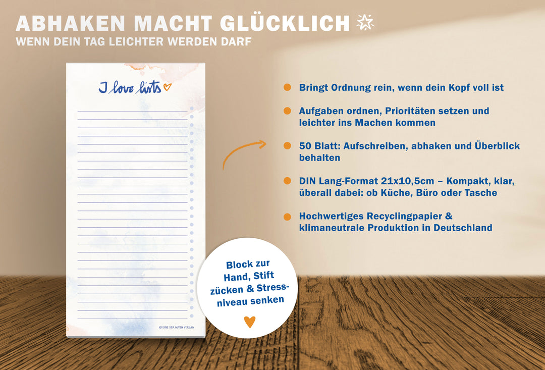 To-do-Liste DIN lang aus Recyclingpapier, Geschenk für Menschen die Listen lieben