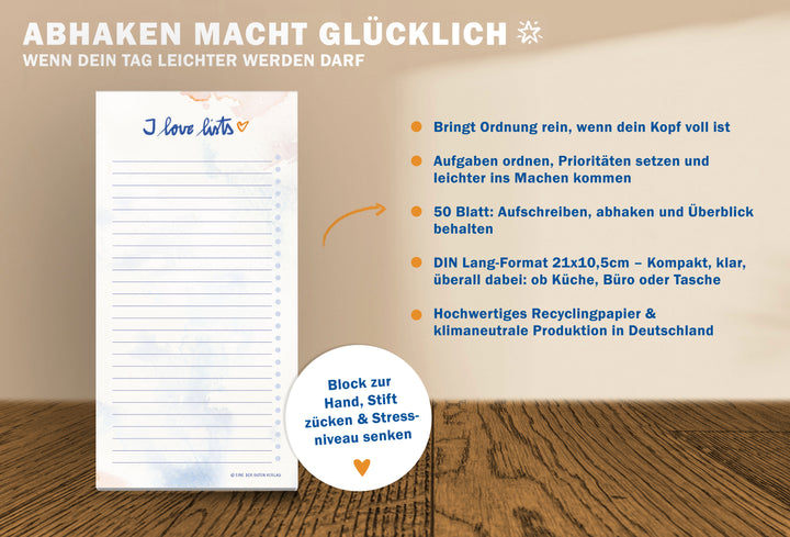 To-do-Liste DIN lang aus Recyclingpapier, Geschenk für Menschen die Listen lieben