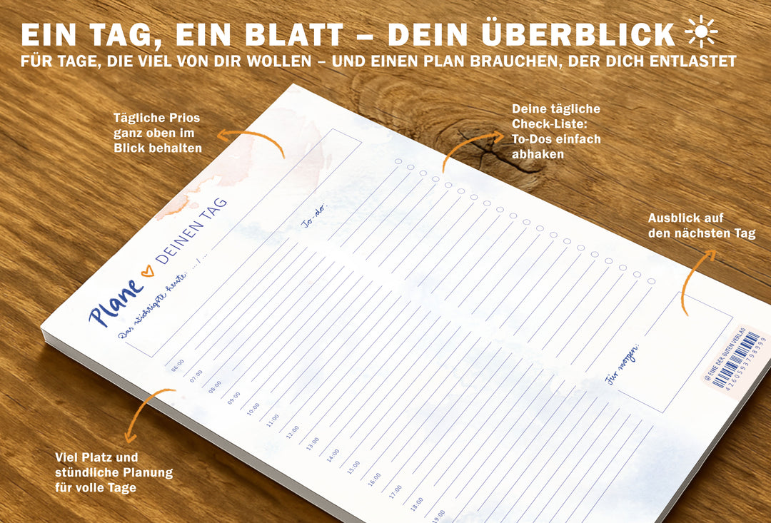 Abreißblock A5 für tägliche Planung mit Notizfeldern