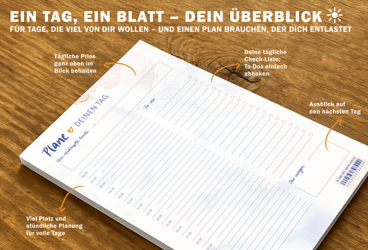 Abreißblock A5 für tägliche Planung mit Notizfeldern