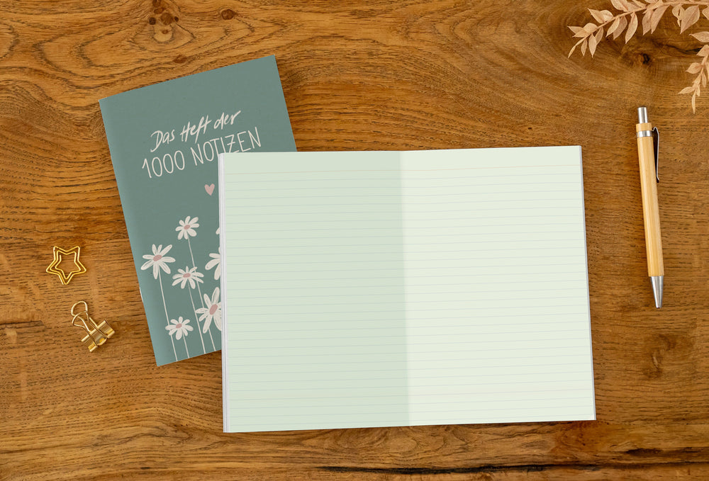 A5 Notizheft aus Recyclingpapier in Mint für Alltag und Uni