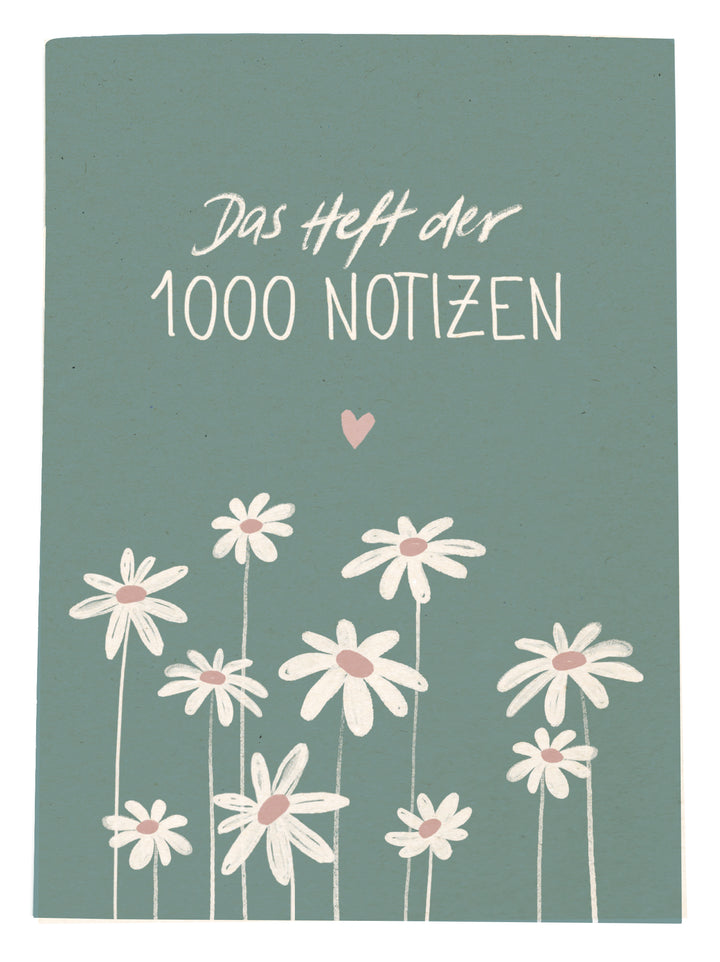 Notizheft A5 mintgrün mit Blumen und Titel für tägliche Listen