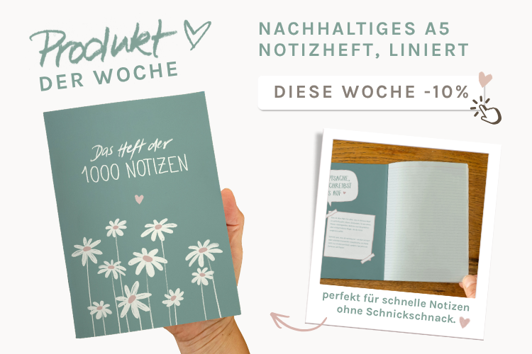 nachhaltiges Notizheft A5 liniert in mint grün für notizen, urlaub, tagebuch einträge, skizzen und erinnerungen