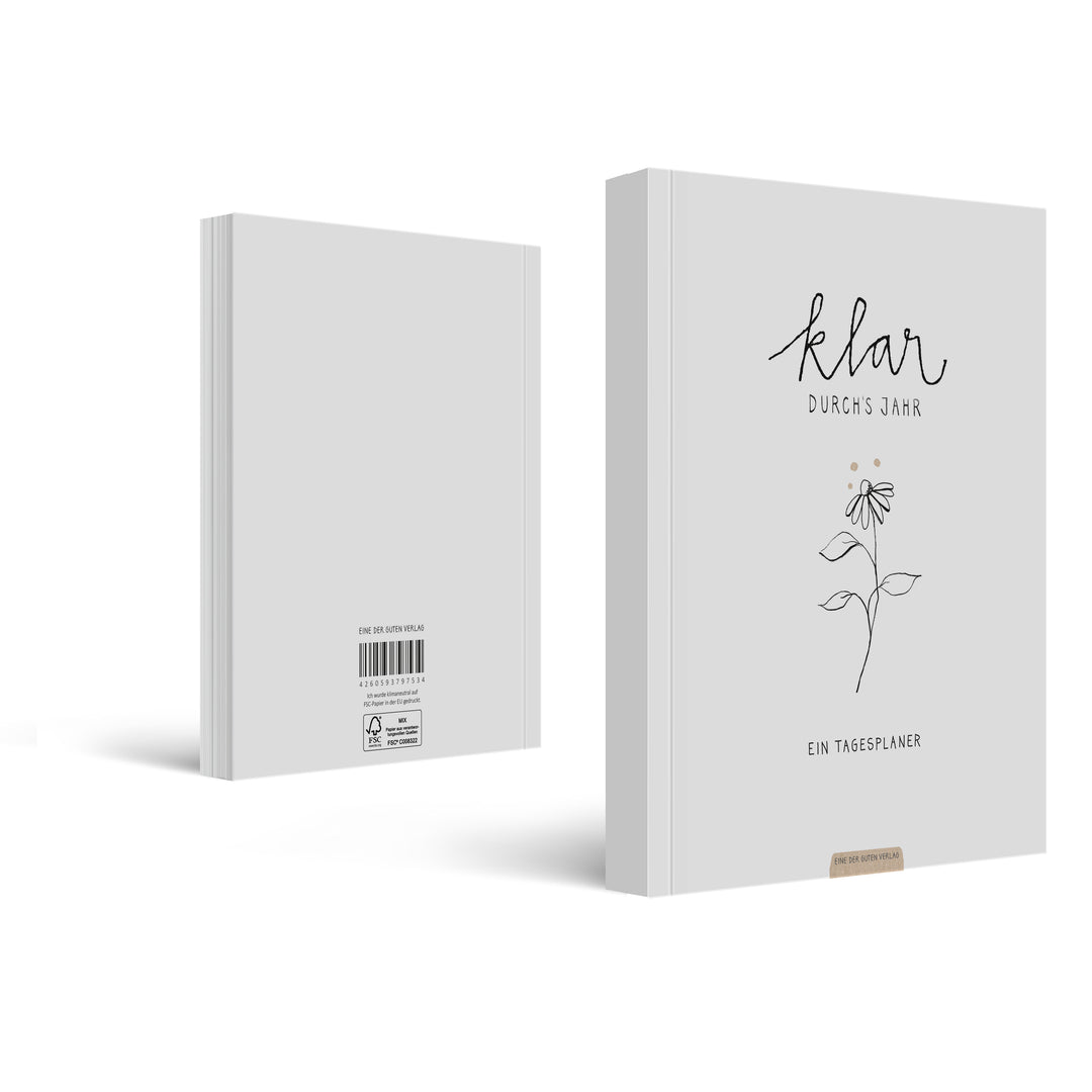 A5 Terminkalender undatiert - Klar durchs Jahr | Tagesplaner und Notizbuch für mehr Achtsamkeit | Softcover Taschenkalender Terminplaner | Weiß