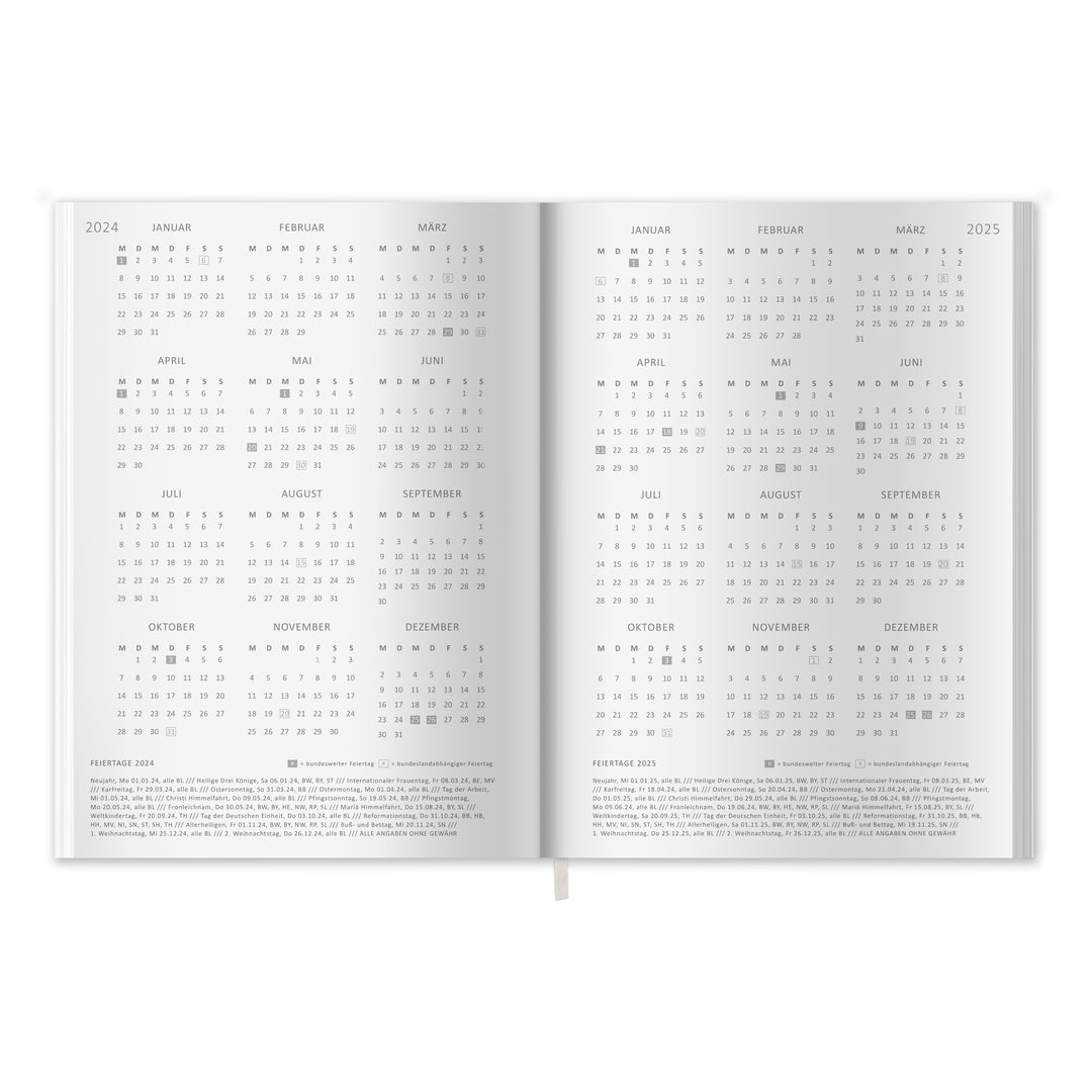 A5 Terminkalender undatiert - Klar durchs Jahr | Tagesplaner und Notizbuch für mehr Achtsamkeit | Softcover Taschenkalender Terminplaner | Weiß